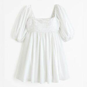 Abercrombie & Fitch Emerson Ruched Puff Sleeve Mini Dress White